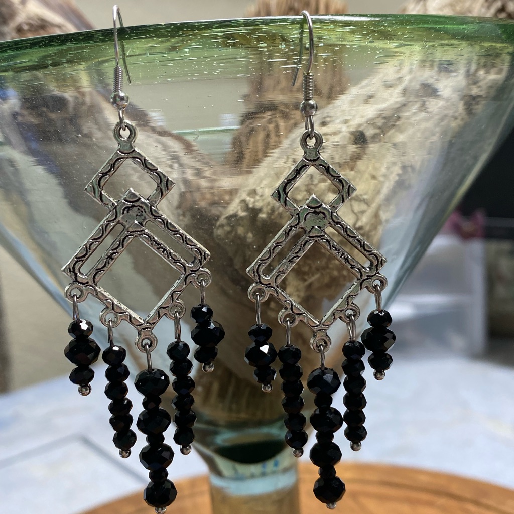 Black Crystal Chandelier Earrings